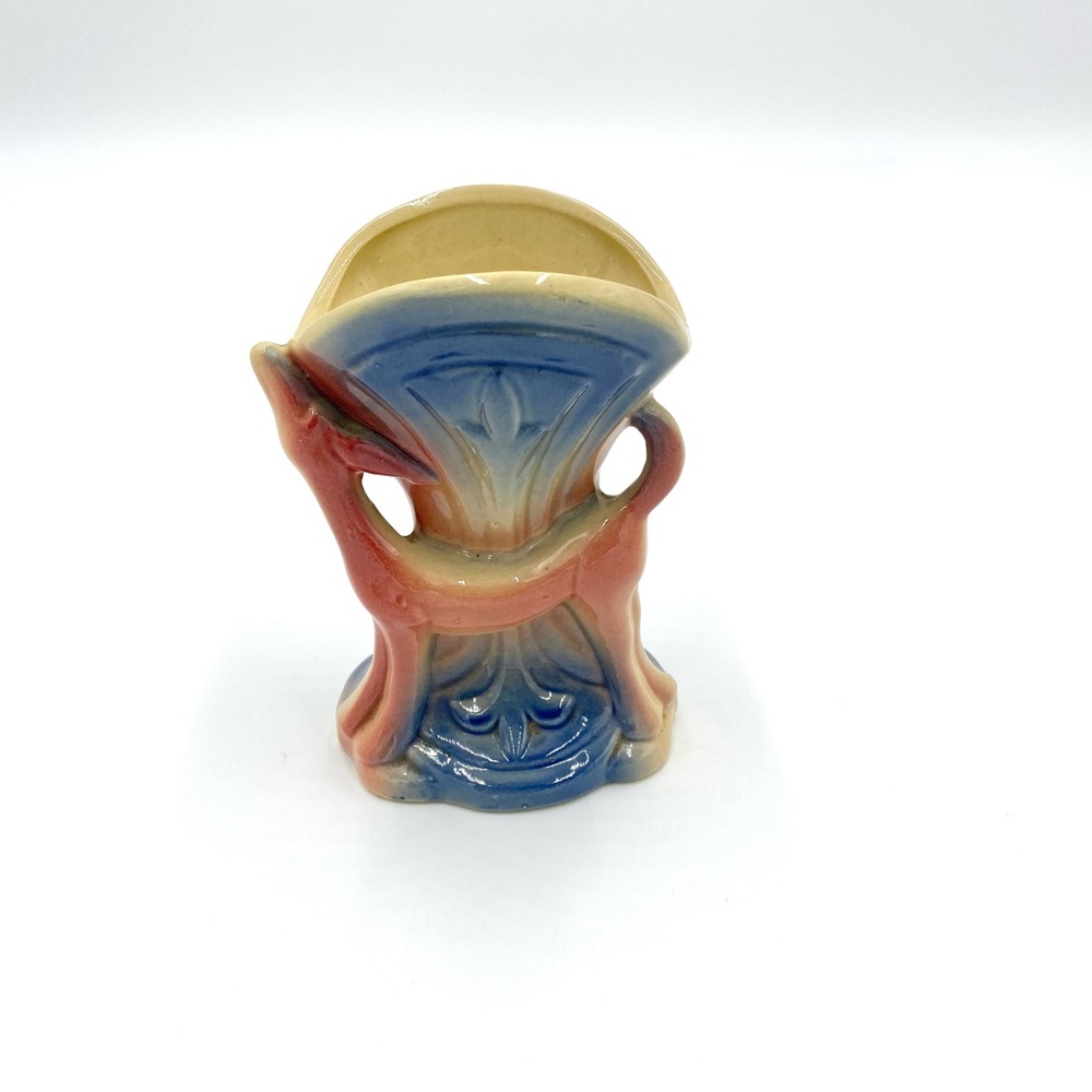 Pink Art Deco Deer Vase, 1940s Vintage Home Decor
